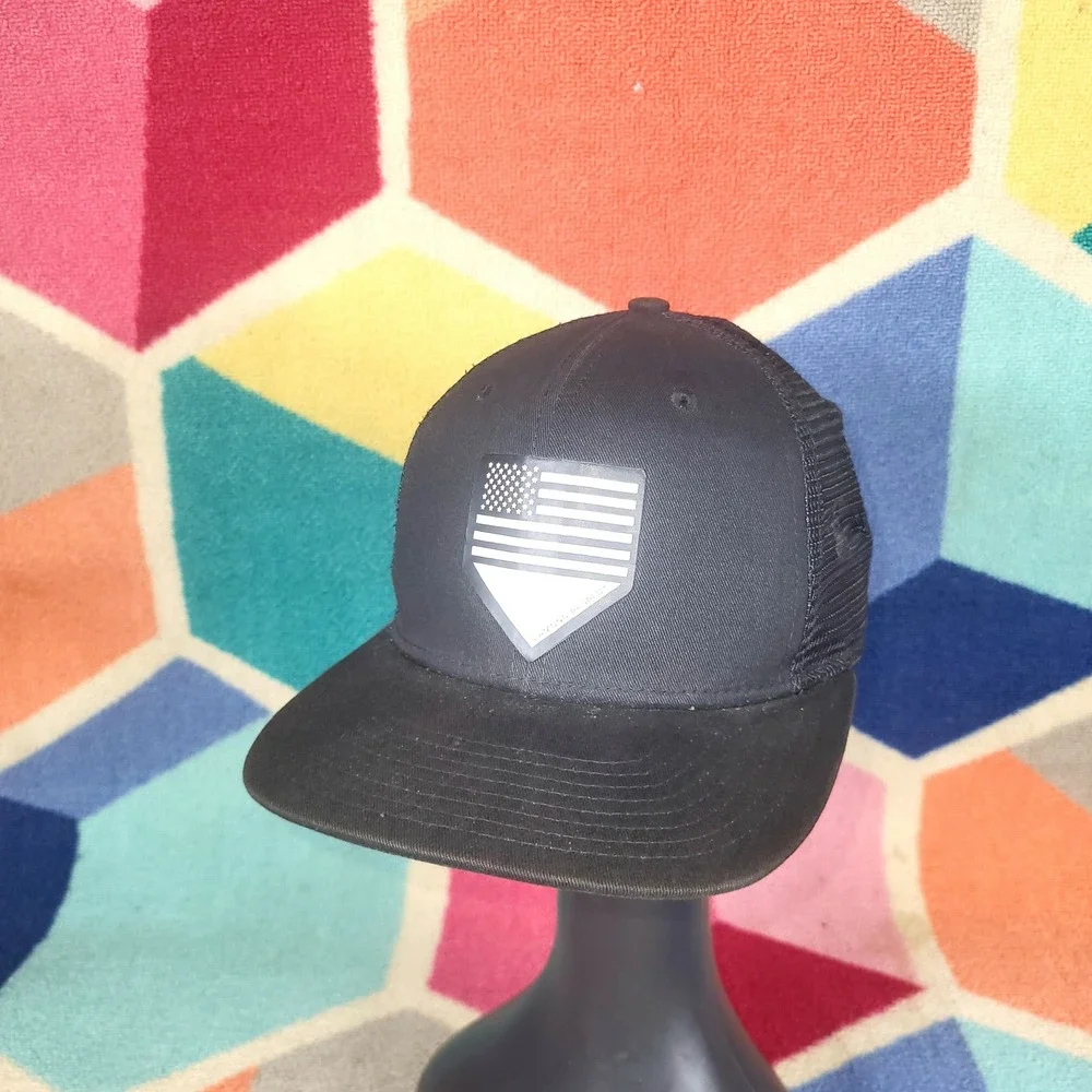 New Era 9FIFTY Black Trucker Hat American Flag‎ Baseball Cap Snapback